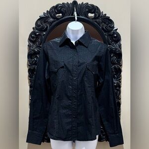 Western Charcoal Black Button Down Shirt